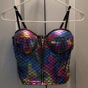Size Medium Mermaid Corset Type Zip Up Waist Clincher Under Bust Top.